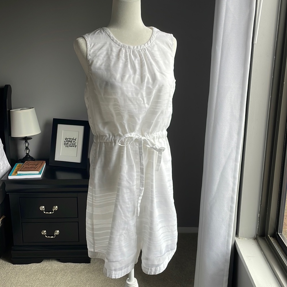 Gap Sleeveless Cinched Waist Dress (White)